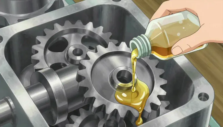 Visual representation of "lubricant" - A substance, often liquid, used to reduce friction or heat in parts of a machine that rub against each other.