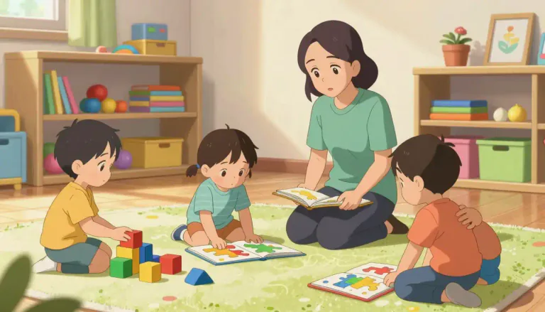 Visual representation of "childcare" - The service of caring for and supervising small children, especially while their parents are at work.