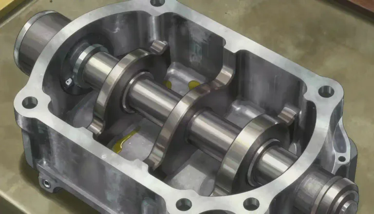 Visual representation of "crankcase" - The crankcase is the chamber that contains the crankshaft and provides support for the engine's internal parts.