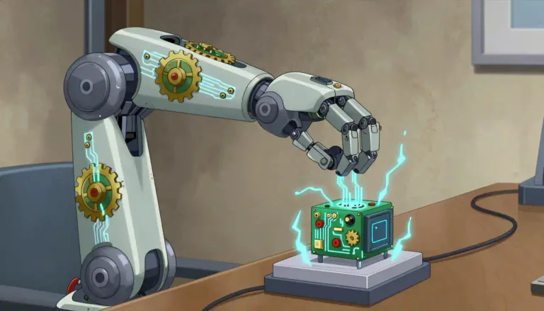 Visual representation of "mechatronic" - Relating to the interdisciplinary area that combines mechanical engineering with electronics and computer science to design and create intelligent systems.