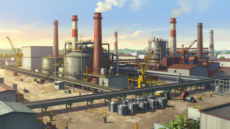 Visual representation of "industrial" - Connected to industry, which includes activities such as manufacturing or producing goods.