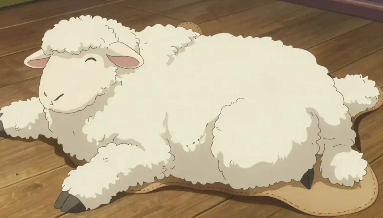 Visual representation of "sheepskin" - The skin of a sheep with the wool still on it.