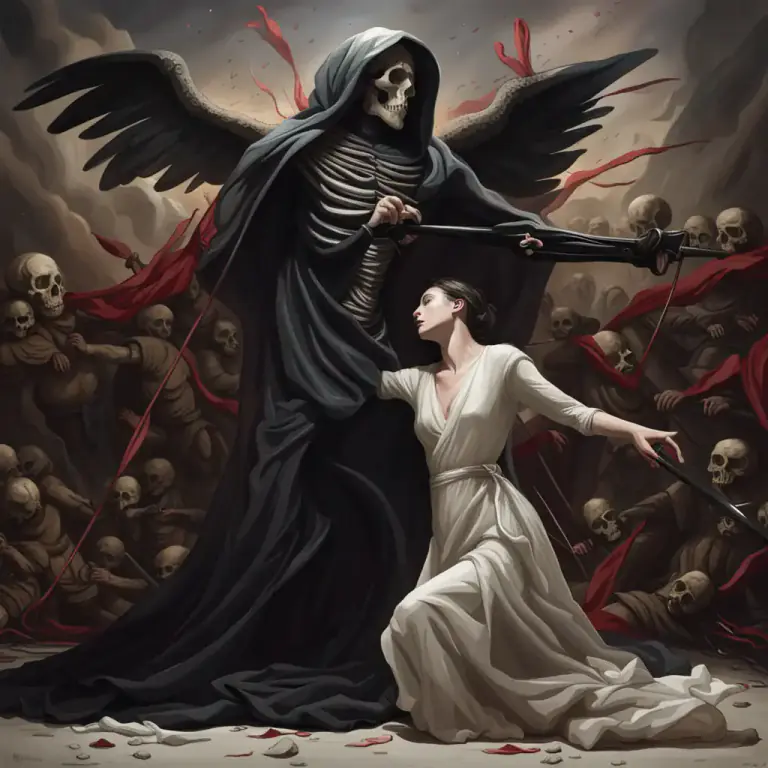 Visual representation of "to death" - A phrase used to contrast between life and death.