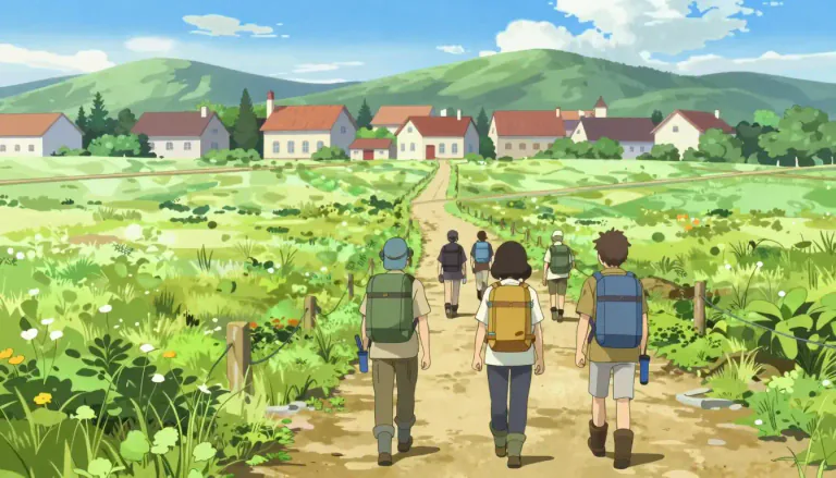 Visual representation of "afield" - In or to a field or fields; away from home or the usual place.