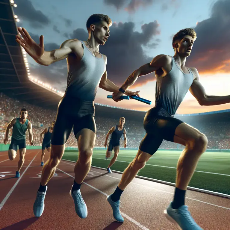 Visual representation of "anchorman" - The last person in a team to compete, especially in a relay race.