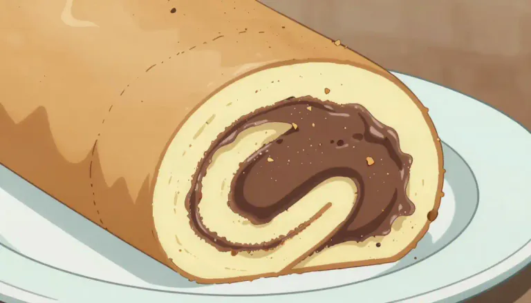 Visual representation of "roulade" - A dish made from rolled pastry or cake filled with a sweet or savory filling.