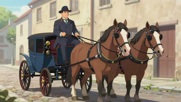 Visual representation of "coachman" - A man who drives a coach or carriage, a type of vehicle pulled by horses.