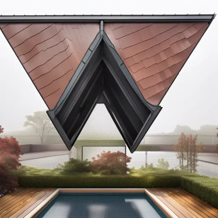 Visual representation of "cricket" - A structure on a pitched roof that provides a diversion of rainwater.