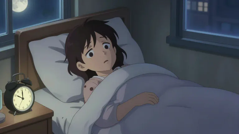 Visual representation of "insomniac" - A person who has difficulty sleeping or can't sleep at night