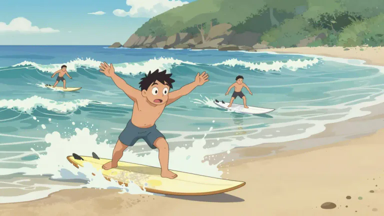 Visual representation of "kook" - A term used in surfing culture for a person who is inexperienced or unskilled.