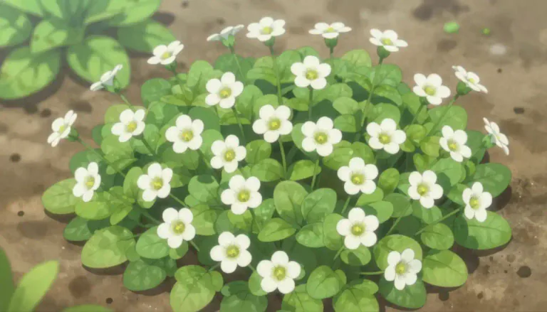 Visual representation of "chickweed" - A type of small plant with white flowers often found in gardens or fields.