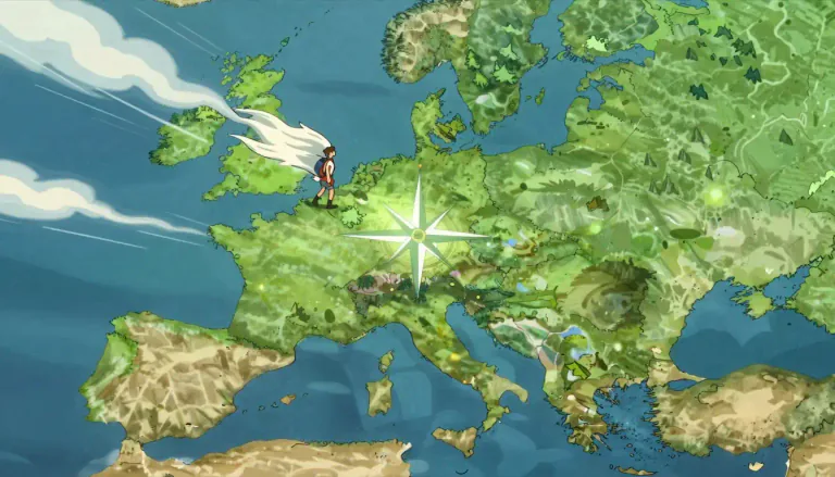 Visual representation of "north-western" - Located or moving towards the northwest.