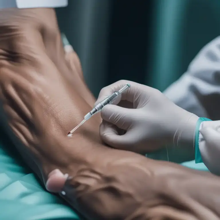 Visual representation of "a shot in the arm" - A medical injection