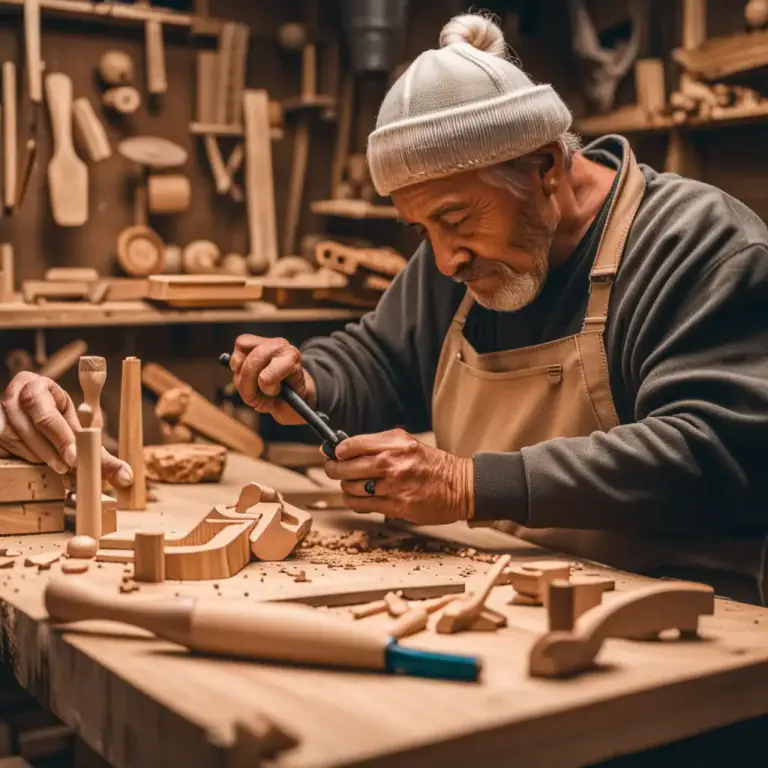 Visual representation of "woodcutter" - A person who carves or creates items by cutting or shaping wood.