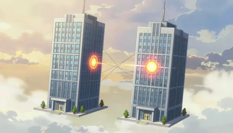 Visual representation of "demerge" - The act of dividing a large company into smaller, independent entities.