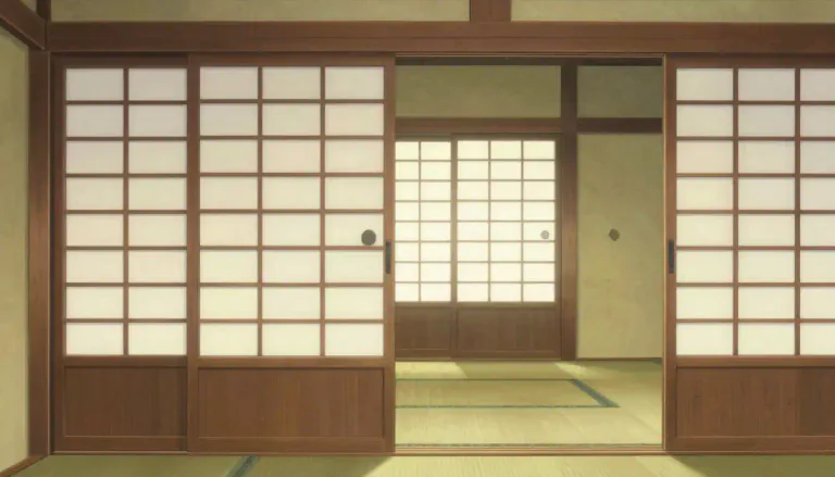 Visual representation of "shoji" - A shoji is a type of sliding door or partition used in traditional Japanese architecture, made of a wooden frame and translucent paper.
