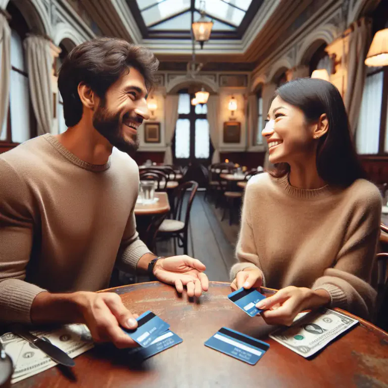Visual representation of "dutch" - Each person paying for their own things, mainly refering to meals