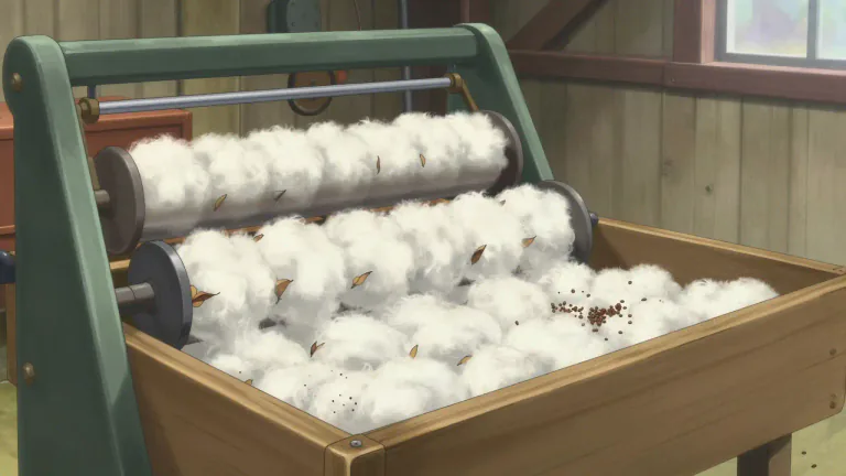 Visual representation of "gin" - A machine that separates the seeds from cotton.