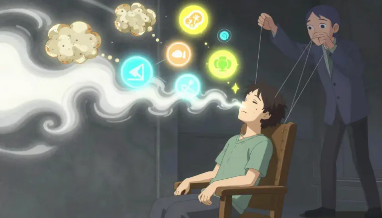 Visual representation of "brainwash" - To systematically eliminate a person's pre-existing beliefs and replace them with a new set of beliefs.