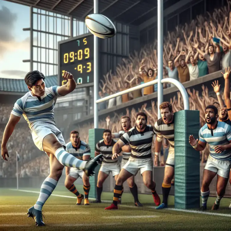 Visual representation of "conversion" - A successful free kick or try in rugby