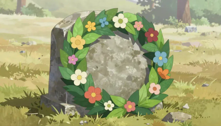 Visual representation of "wreath" - An arrangement of flowers and leaves in a circular shape, usually as a decoration or a symbol of respect for someone who has died