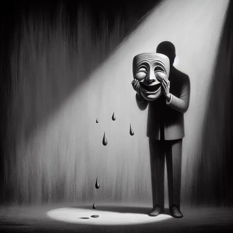 Visual representation of "dark" - In relation to comedy, presenting humourous material that is serious, sad or disturbing