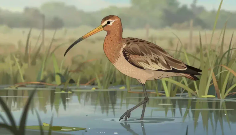 Visual representation of "curlew" - A type of large, long-legged bird with a long, curved beak