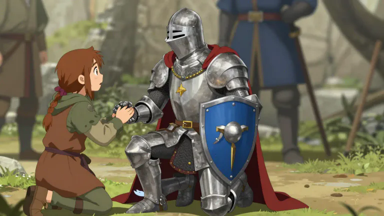 Visual representation of "chivalry" - An old system of values and behavior, connected to medieval knights, including bravery, honor, and care towards women and the weak
