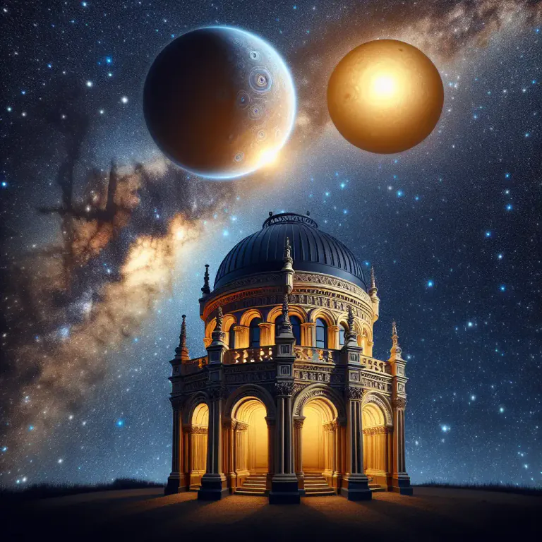 Visual representation of "conjunction" - In astronomy, it means when two planets or other celestial bodies are in the same location in the sky.