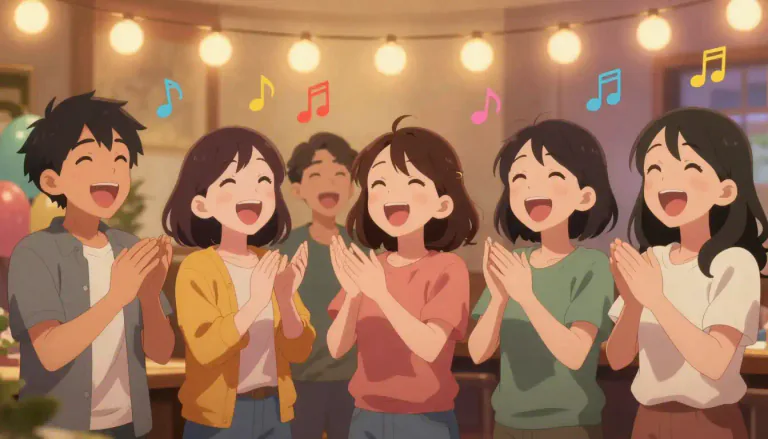 Visual representation of "merrily" - In a happy and cheerful way.