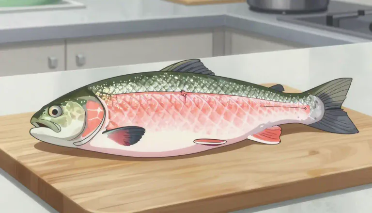 Visual representation of "salmon" - A type of fish that is often pink inside and is commonly used for food.