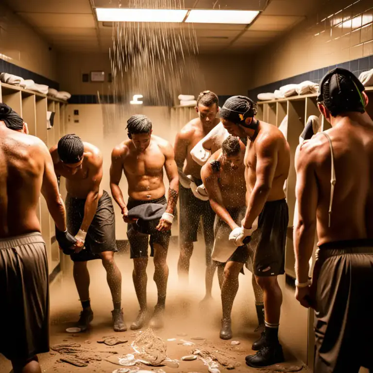 Visual representation of "wash off" - To cleanse oneself by showering or bathing.
