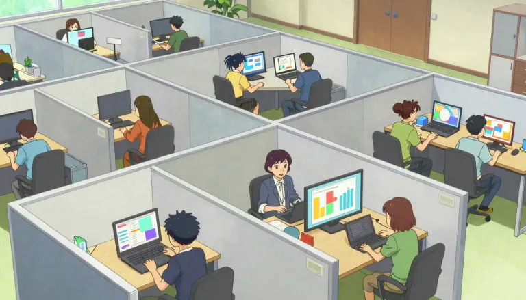 Visual representation of "department" - A part of an organization such as a school, business, or government that deals with a specific area of work.