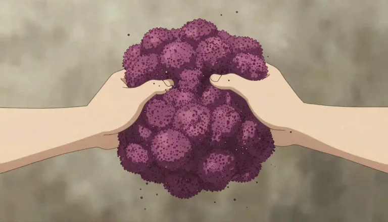 Visual representation of "cohere" - To stick or hold together in a mass that resists separation.