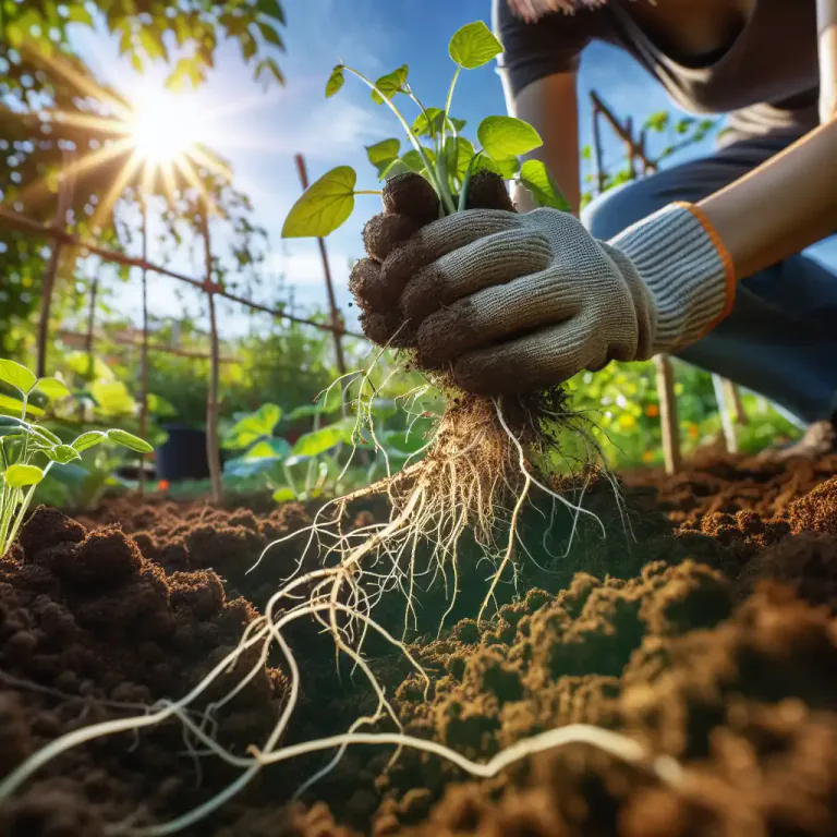 Visual representation of "deracinate" - to pull up by the roots