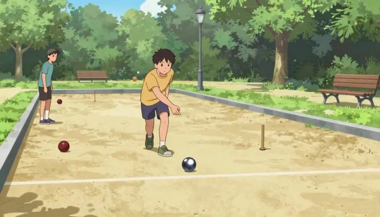 Visual representation of "boule" - A ball game played in some countries like France, also known as boules, similar to lawn bowling or petanque.