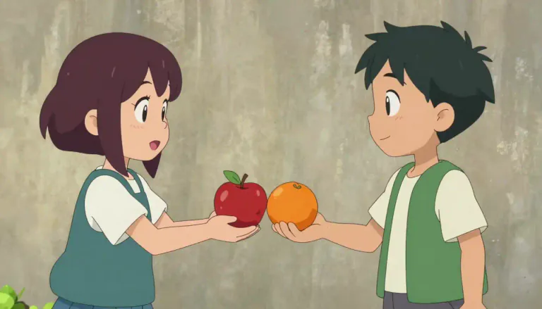 Visual representation of "exchange" - To give something to someone and receive something in return.