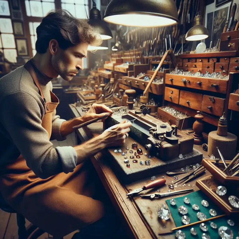 Visual representation of "lapidary" - a person who cuts, polishes, or engraves gems or stones