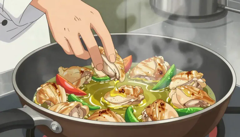 Visual representation of "saute" - To cook food quickly in a small amount of hot fat.
