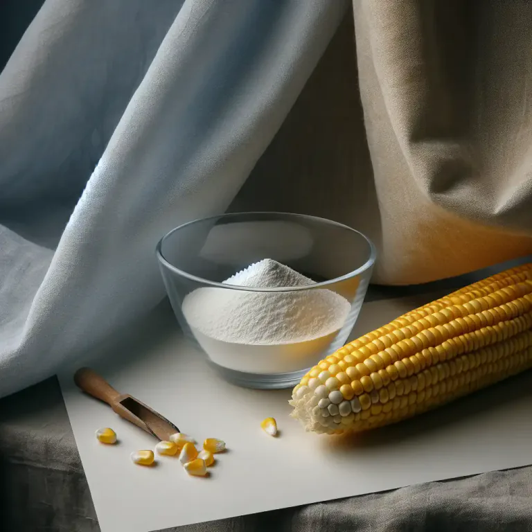 Visual representation of "cornstarch" - a powder made from corn, used in making paper or textiles