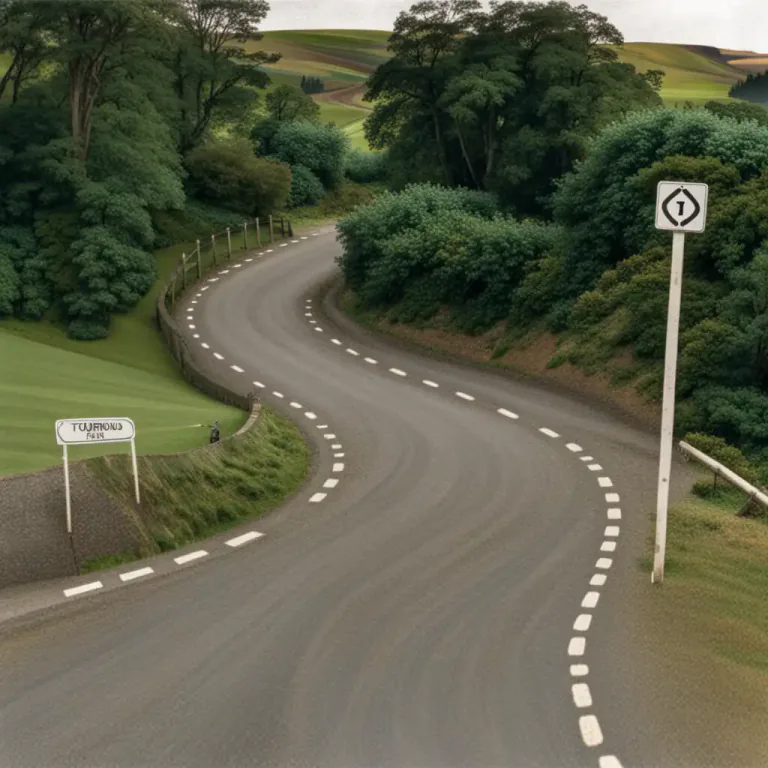 Visual representation of "turnaround" - A place or point of reversing direction, like in a road.