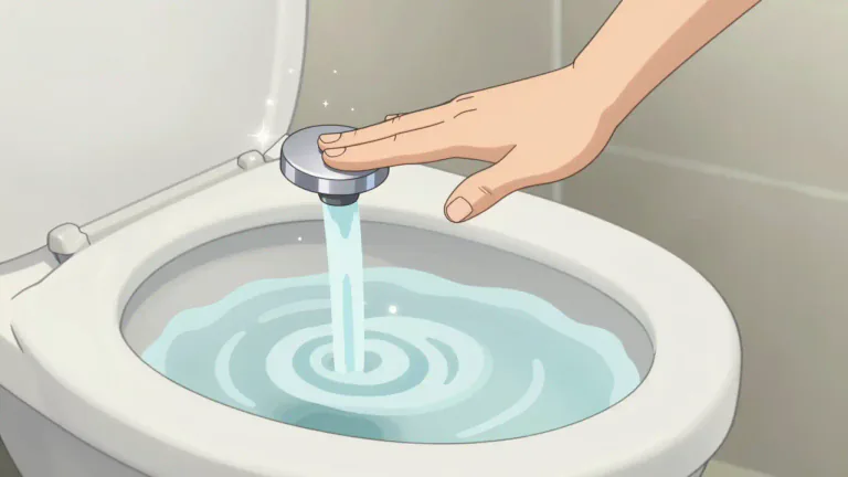 Visual representation of "flush" - To make something full of water to clean it.