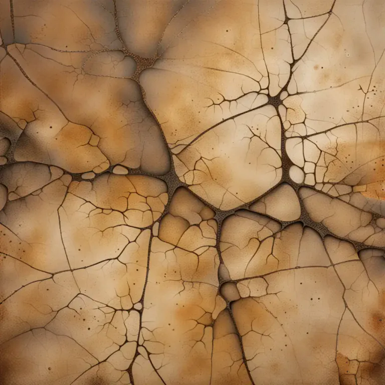 Visual representation of "crackle" - A network of fine cracks on the surface of materials