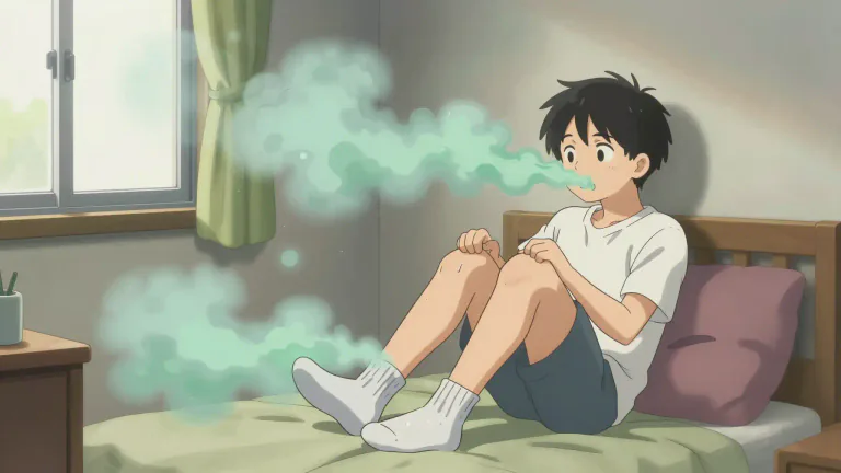 Visual representation of "stink out" - To fill a place with a strong and unpleasant smell.