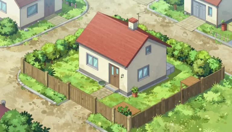 Visual representation of "curtilage" - The area of land around a house, often considered part of the property's privacy boundary.