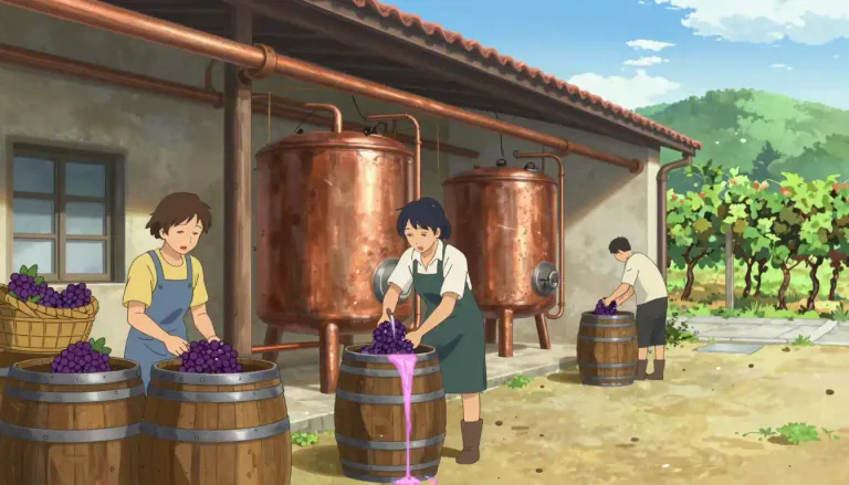 Visual representation of "winery" - A place where wine is produced from grapes