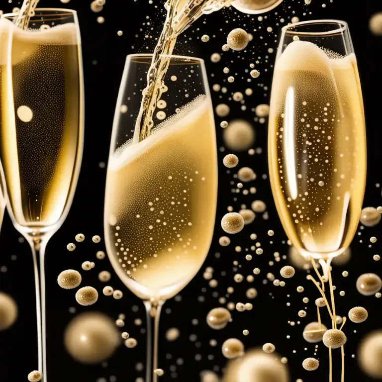 Visual representation of "bubbly" - A term used for a wine with many bubbles in it, like champagne