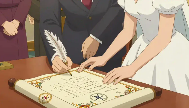 Visual representation of "ketubah" - A ketubah is a Jewish marriage contract that outlines the husband's obligations to his wife, including the amount of money he would owe her if they divorce.