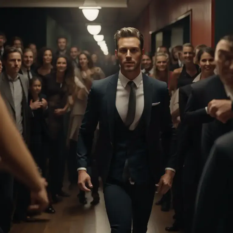 Visual representation of "sweep out" - To exit in a swift or dramatic manner