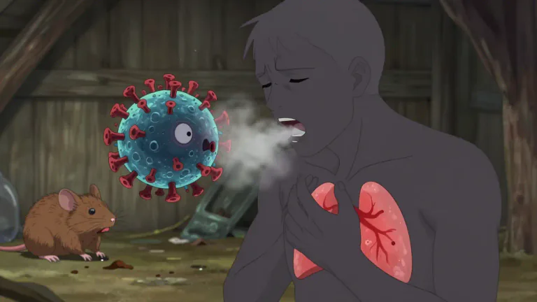 Visual representation of "hantavirus" - A type of virus that can cause serious respiratory illness in humans after being contracted from infected rodents.